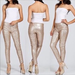 May & July Gold Sequin Pants